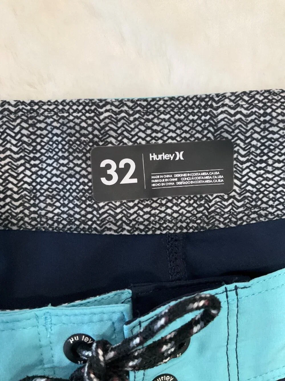 Hurley Phantom size 32 Block Party Obsidian Blue 2-tone board shorts, men's